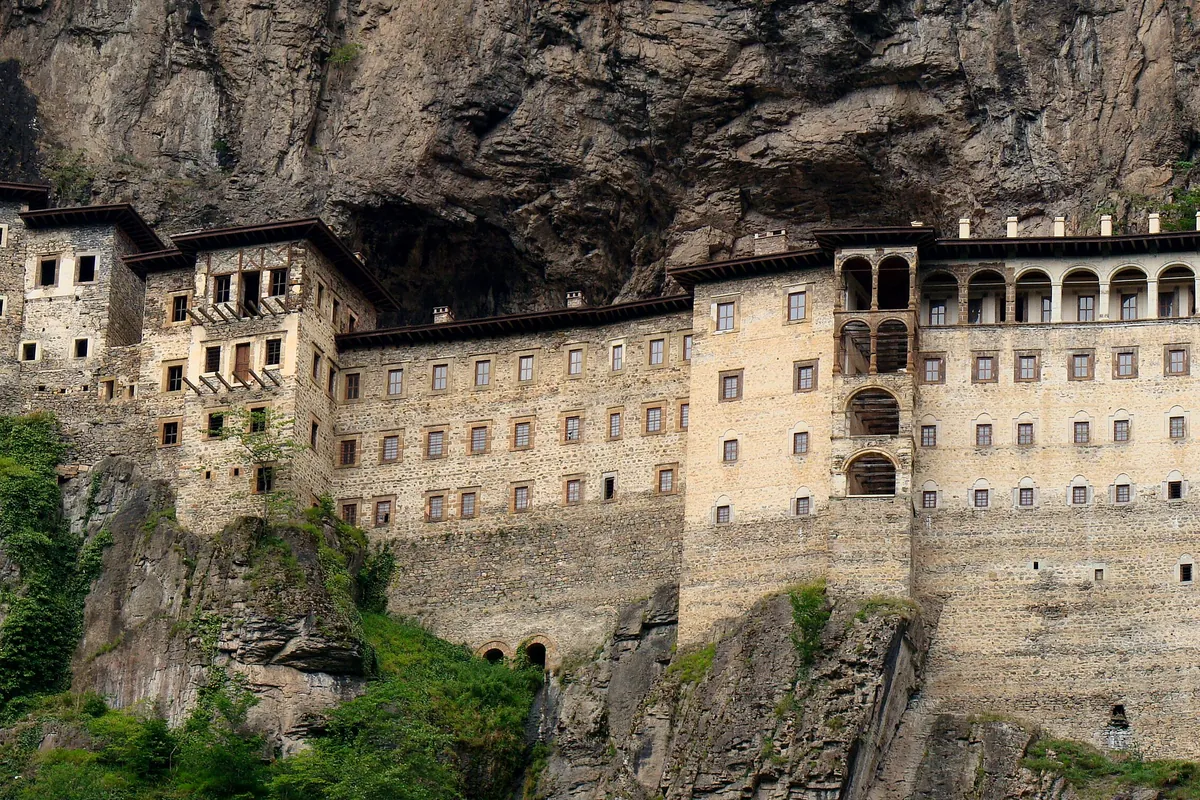 Sumela Monastery built against a cliff